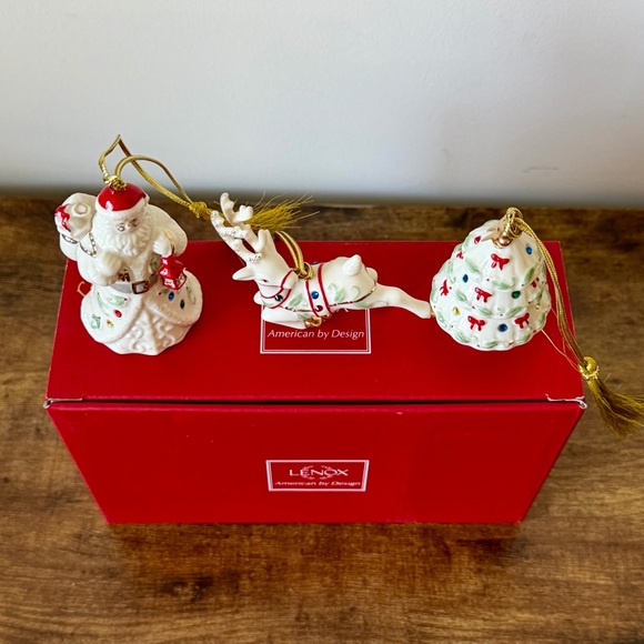 Lenox Christmas Gemmed Ornament Set — 3 Piece Collection with Original Box - Picture 3 of 14